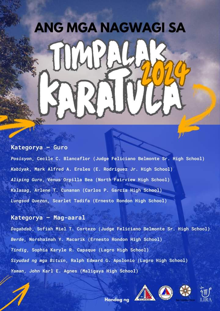 Karatula Example 10 Guro at Mag-aaral ng QC nagwagi sa Timpalak KaraTula – Linangan sa ...